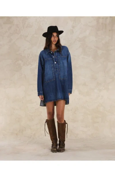 Fortela Fuegodress Custom Wash Denim Dress In Blue