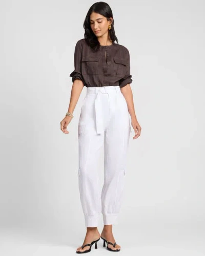 Onia Linen Utility Shirt In Brown