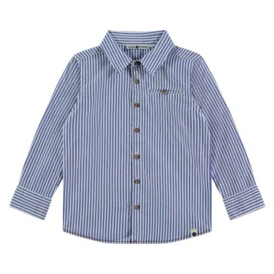 Stains And Stories By Babyface Pinstripe Button Up Long Sleeve Shirt In Blue