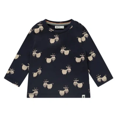 Babyface Allover Goat Print Long Sleeve T-shirt In Blue