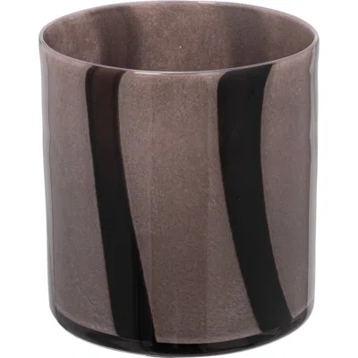 Storied Home Round Glass Candle Holder/vase With Stripes, Grey And Purple In Multi