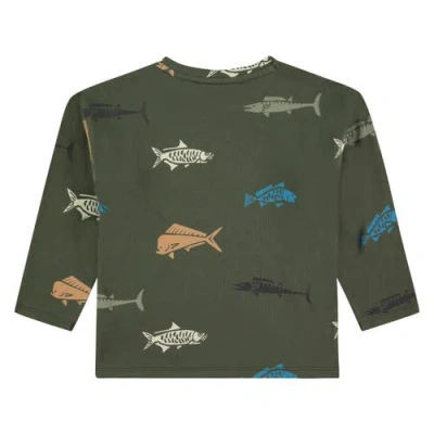 Stains And Stories By Babyface Multicolor Fish Long Sleeve T-shirt In Green