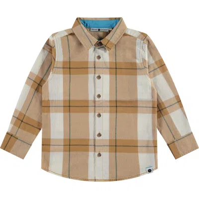 Stains And Stories By Babyface Check Pattern Button Up Shirt In Brown