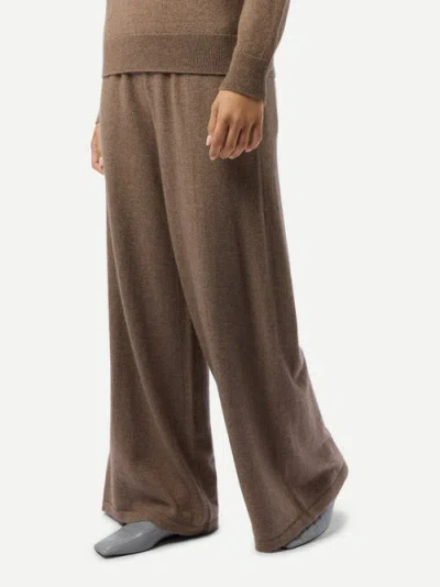 Gobi Mongolian Cashmere Wide-leg Cashmere Pants In Brown