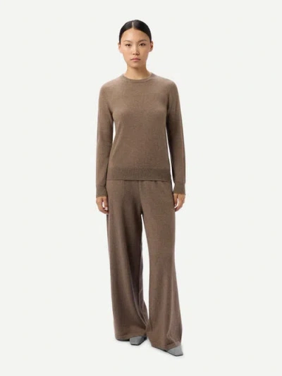 Gobi Mongolian Cashmere Wide-leg Cashmere Pants In Brown