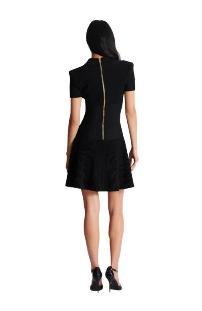 Balmain Button-embellished Ribbed Knit Mini Dress In Black