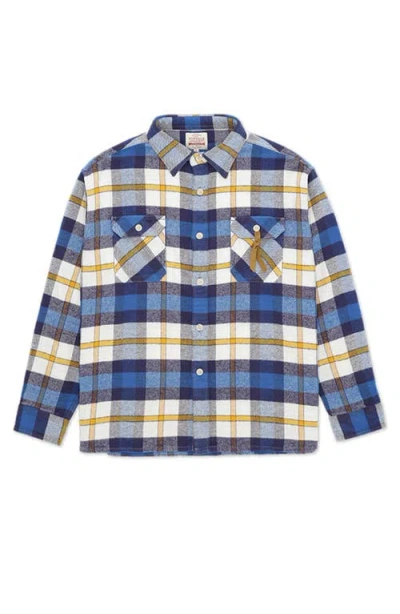 Fortela Mescal Flannel Overshirt In Blue
