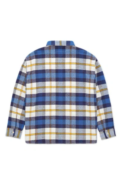 Fortela Mescal Flannel Overshirt In Blue