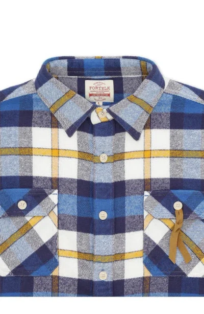 Fortela Mescal Flannel Overshirt In Blue