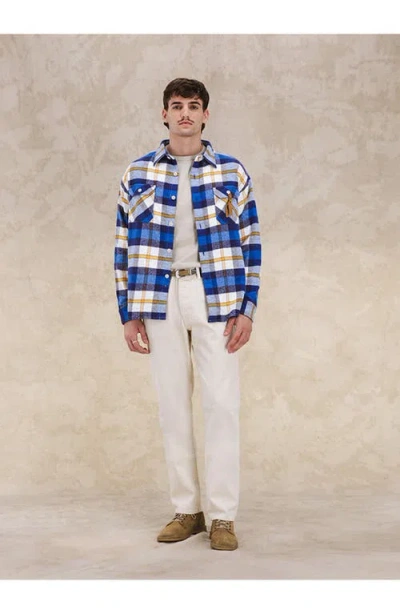 Fortela Mescal Flannel Overshirt In Blue