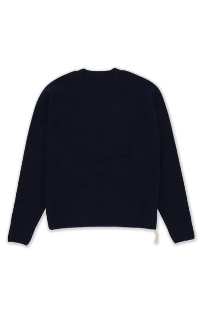 Fortela Harvard Wool Crewneck Sweater With Raglan Sleeve In Blue