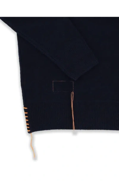 Fortela Harvard Wool Crewneck Sweater With Raglan Sleeve In Blue