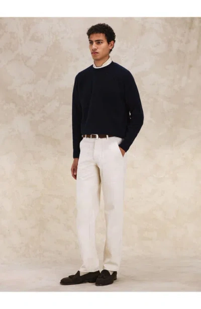 Fortela Harvard Wool Crewneck Sweater With Raglan Sleeve In Blue