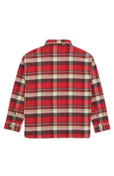 Fortela Mescal Flannel Overshirt In Red