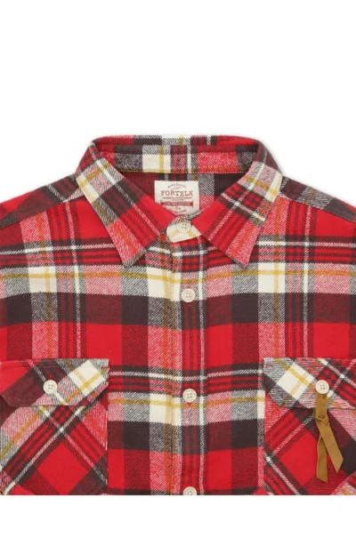 Fortela Mescal Flannel Overshirt In Red