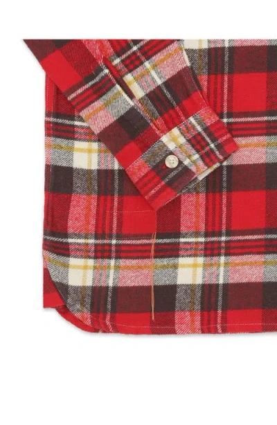 Fortela Mescal Flannel Overshirt In Red