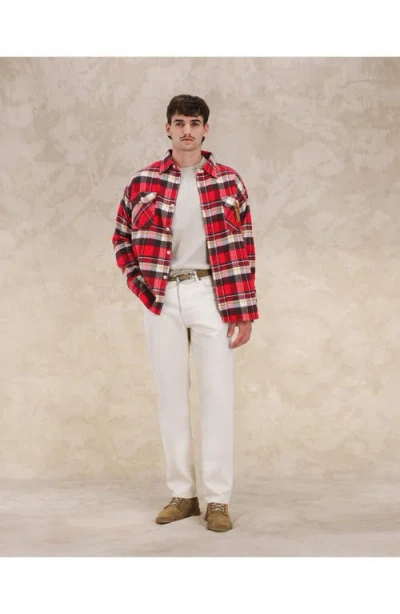 Fortela Mescal Flannel Overshirt In Red