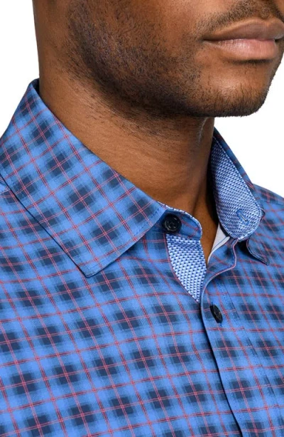 Construct Plaid Long Sleeve Button-up Shirt In Blue