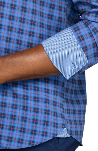 Construct Plaid Long Sleeve Button-up Shirt In Blue