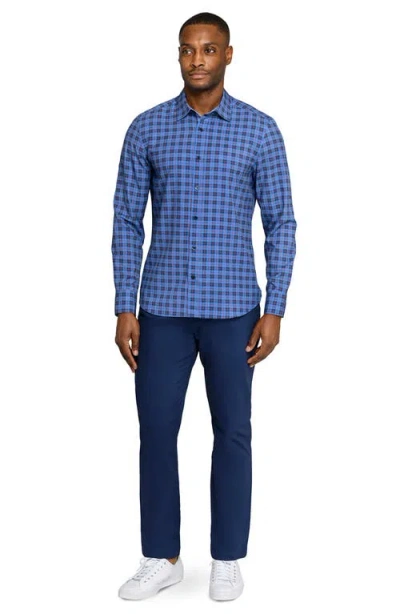 Construct Plaid Long Sleeve Button-up Shirt In Blue