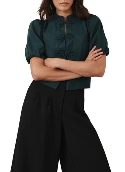 Mint Velvet Military Trim Top In Green