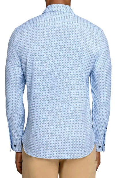 Construct Square Geo Woven Long Sleeve Basic In Blue