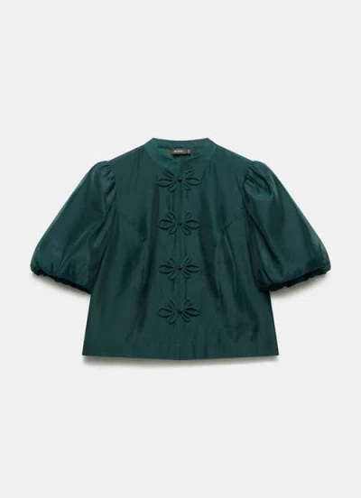 Mint Velvet Military Trim Top In Green