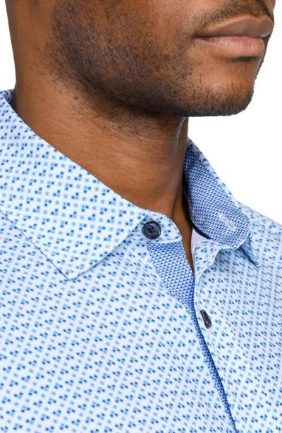 Construct Square Geo Woven Long Sleeve Basic In Blue
