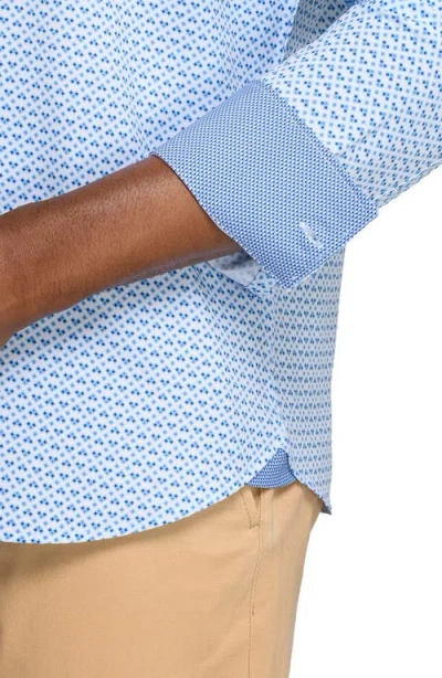 Construct Square Geo Woven Long Sleeve Basic In Blue