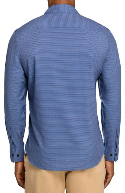 Construct Hexagon Geo Woven Long Sleeve Basic In Blue