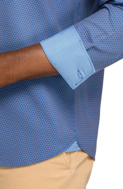 Construct Hexagon Geo Woven Long Sleeve Basic In Blue