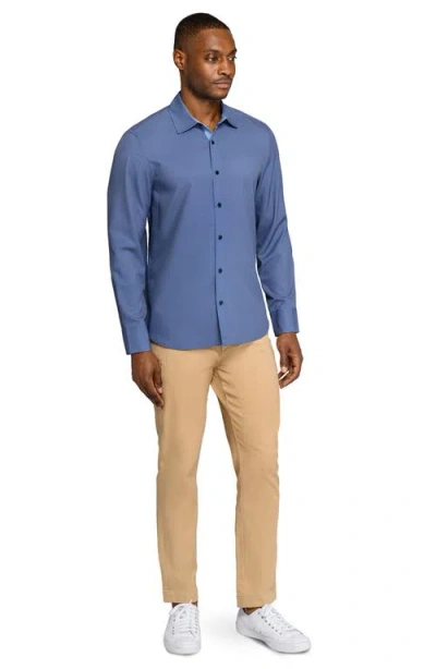 Construct Hexagon Geo Woven Long Sleeve Basic In Blue