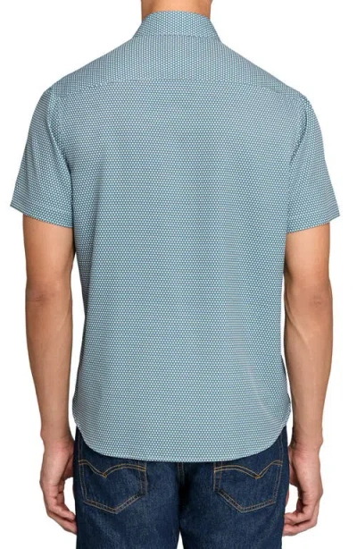 Construct Hexagon Geo Woven Short Sleeve Basic In Blue