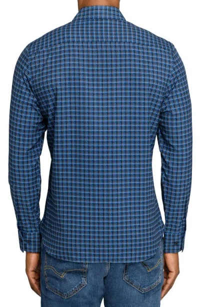 Construct Plaid Woven Long Sleeve Basic In Blue