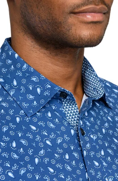 Construct Paisley Woven Long Sleeve Basic In Blue