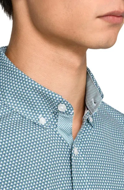 Construct Hexagon Geo Woven Short Sleeve Basic In Blue