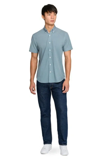 Construct Hexagon Geo Woven Short Sleeve Basic In Blue