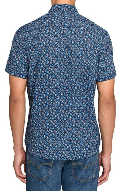 Construct Amber Floral Woven Short Sleeve Basic In Blue