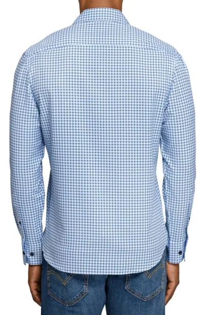 Construct Diamond Geo Woven Long Sleeve Basic In Blue