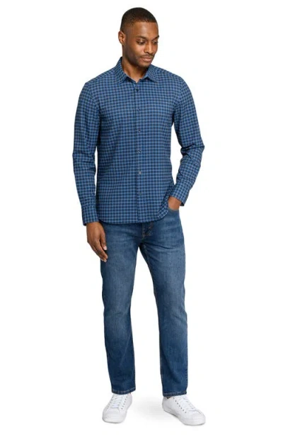Construct Plaid Woven Long Sleeve Basic In Blue