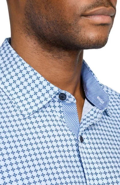 Construct Diamond Geo Woven Long Sleeve Basic In Blue