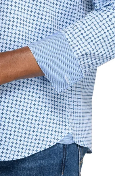 Construct Diamond Geo Woven Long Sleeve Basic In Blue