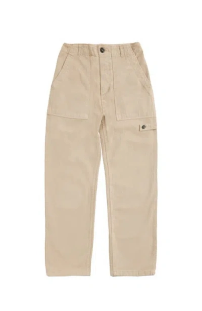Fortela Jerryt Herringbone Cotton Fatigue Trousers In Brown