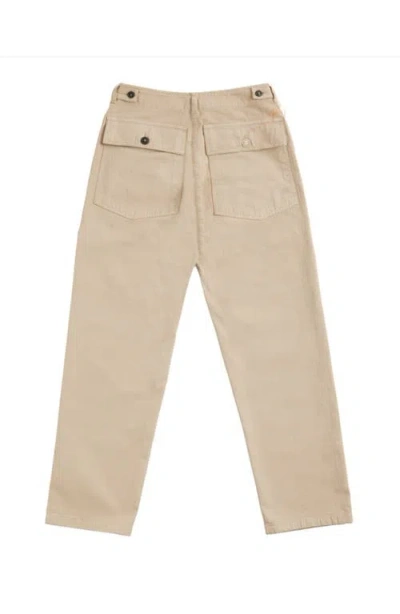 Fortela Jerryt Herringbone Cotton Fatigue Trousers In Brown