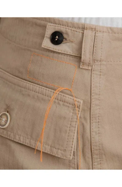 Fortela Jerryt Herringbone Cotton Fatigue Trousers In Brown