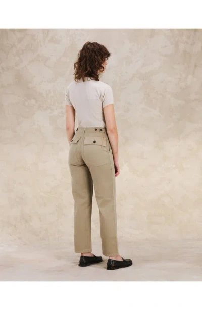 Fortela Jerryt Herringbone Cotton Fatigue Trousers In Brown