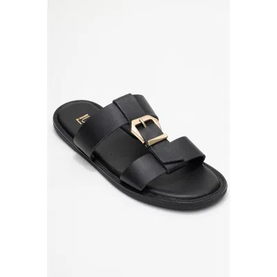 Forever & Always Shoes Sveta Leather Buckled Sandal In Black