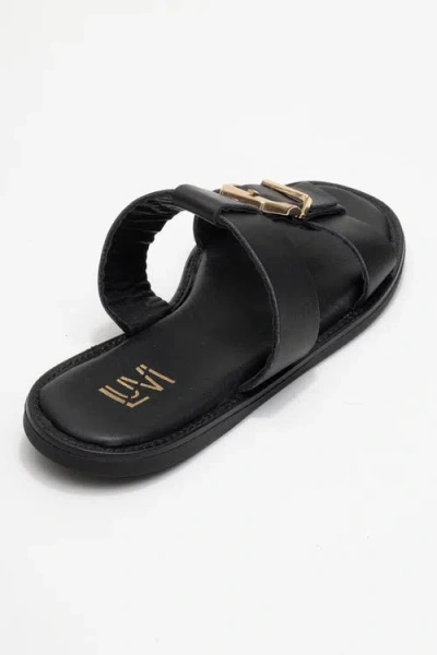 Forever & Always Shoes Sveta Leather Buckled Sandal In Black