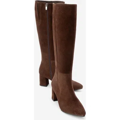 Forever & Always Shoes Sejas Leather Block Heel Knee-high Boot In Brown