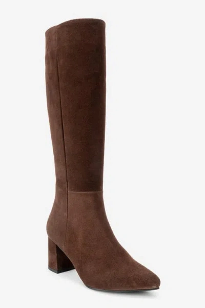 Forever & Always Shoes Sejas Leather Block Heel Knee-high Boot In Brown